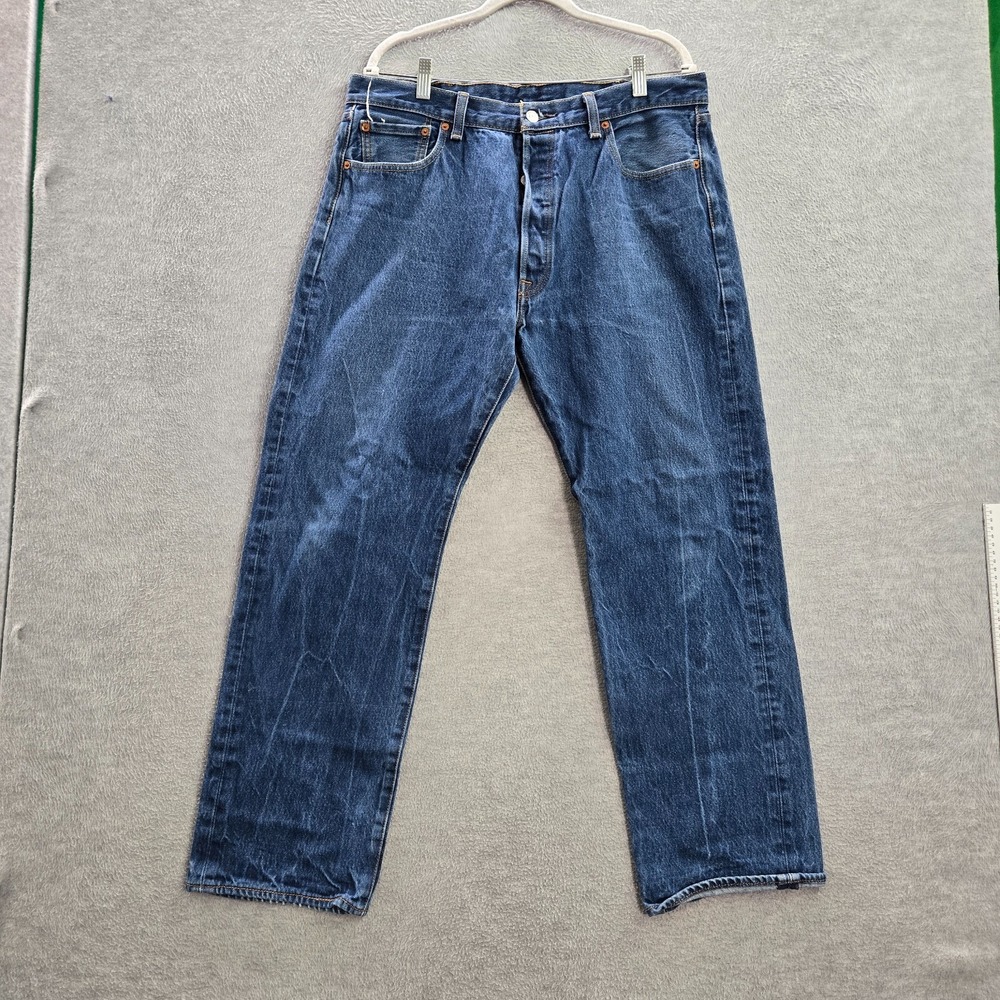 Levi's 501 Men Jeans 38x32 Blue Button Fly Original Straight Fit (36x29)
